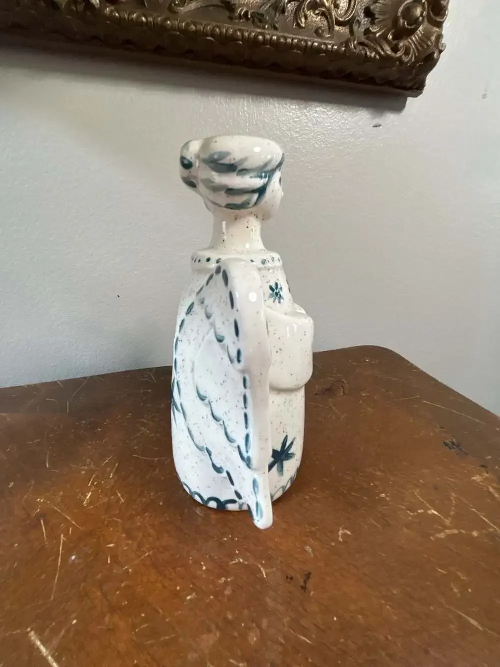 Vintage Hand-Painted Ceramic Angel Candle Holder signed DHO